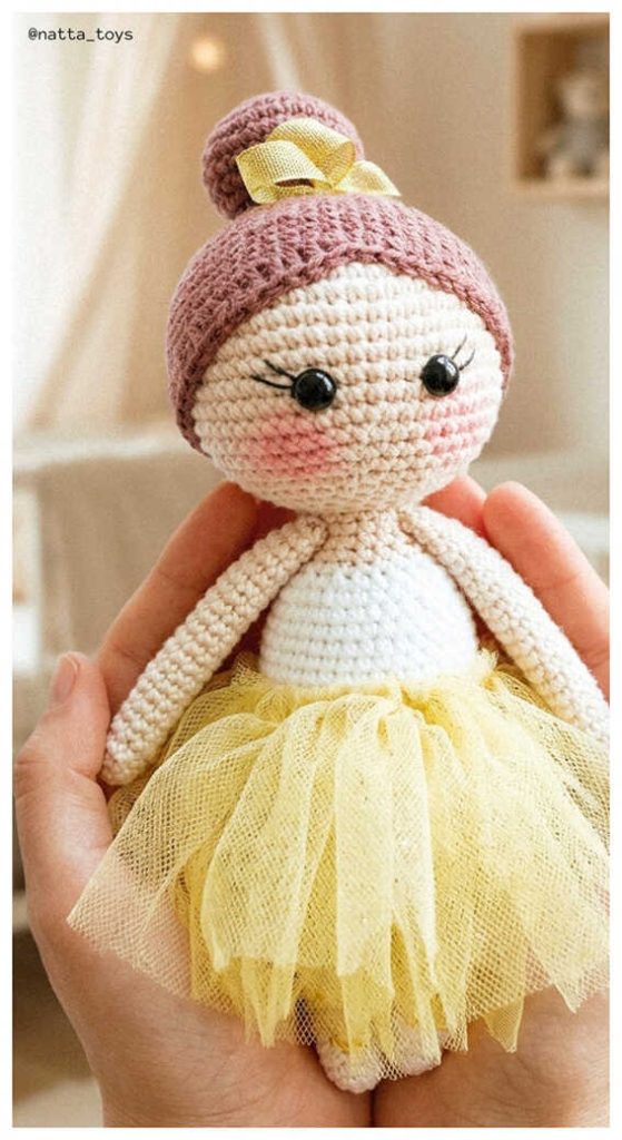 ballerina doll amigurumi crochet in hands cute plush toy free pattern