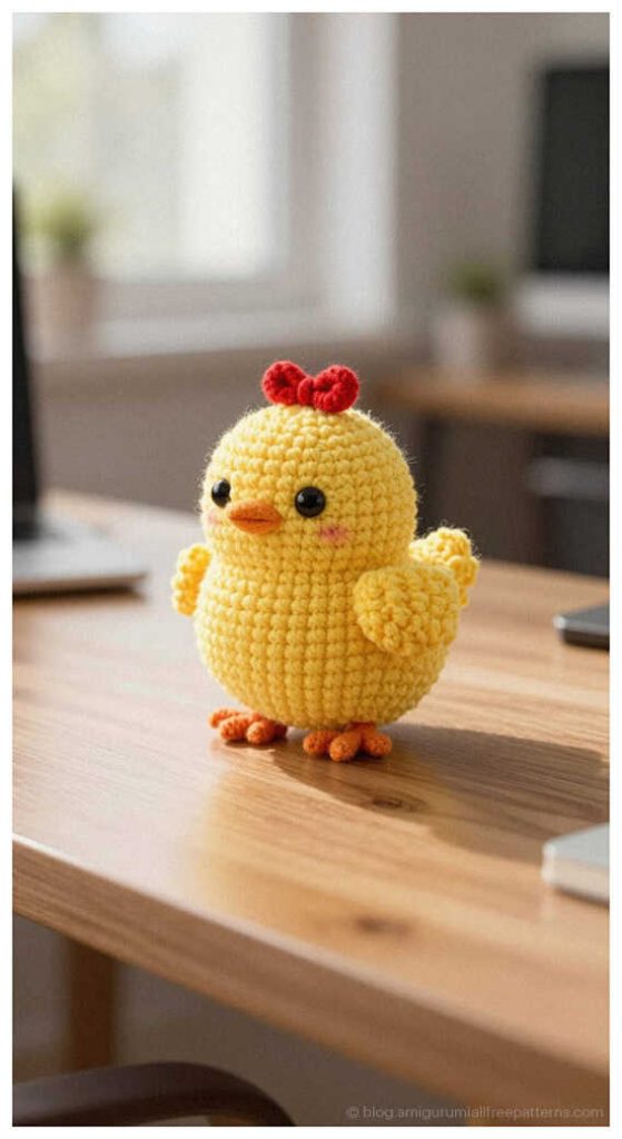 Handmade Nursery Decor Idea: Dreamy no sew chick amigurumi with soft textures.