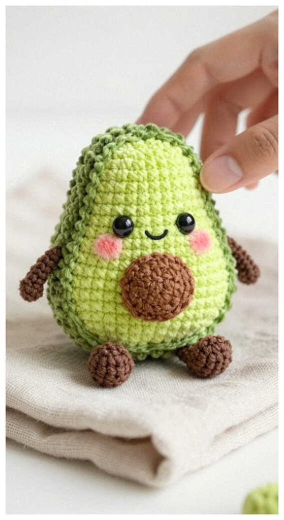 cute avocado amigurumi crochet small plush toy soft handmade idea