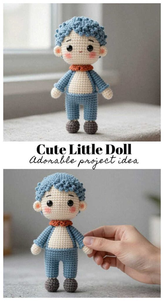 little boy doll crochet amigurumi in hand cute small plush idea