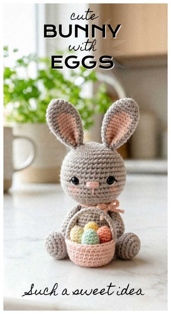 bunny with eggs amigurumi crochet cute plush basket idea