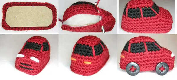 car amigurumi crochet step by step process small toy free pattern