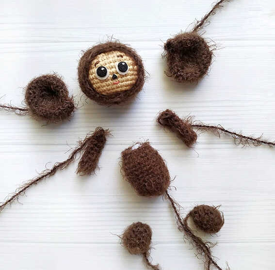 cheburashka amigurumi crochet parts pieces before assembly free pattern