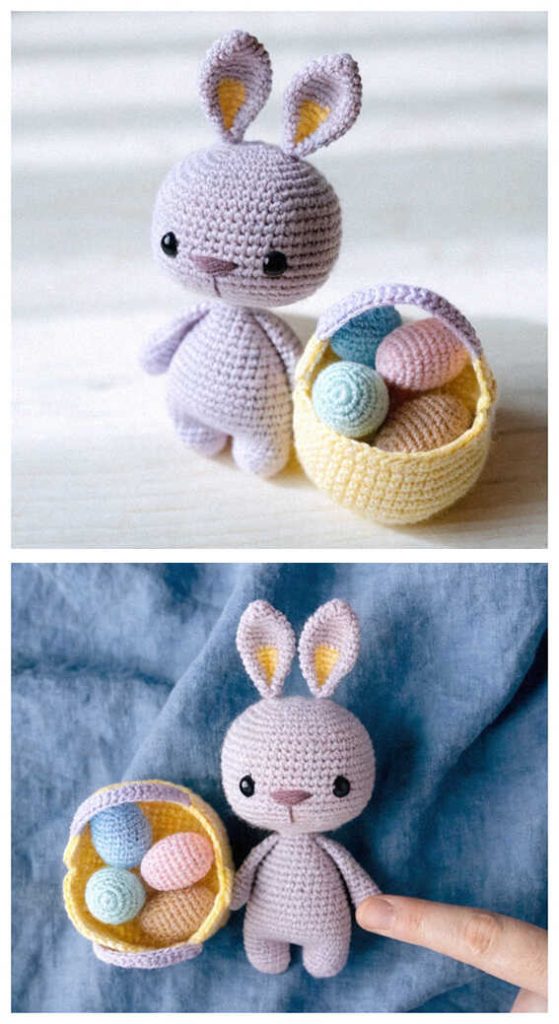small bunny with basket amigurumi crochet cute plush handmade idea