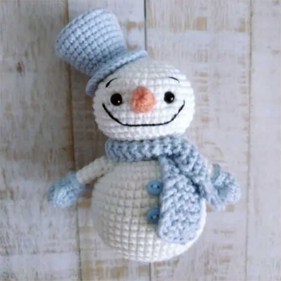 crochet snowman amigurumi free pattern cute winter plush with hat and scarf