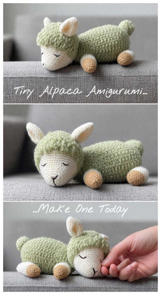 tiny alpaca amigurumi crochet sleeping cute plush make one today idea
