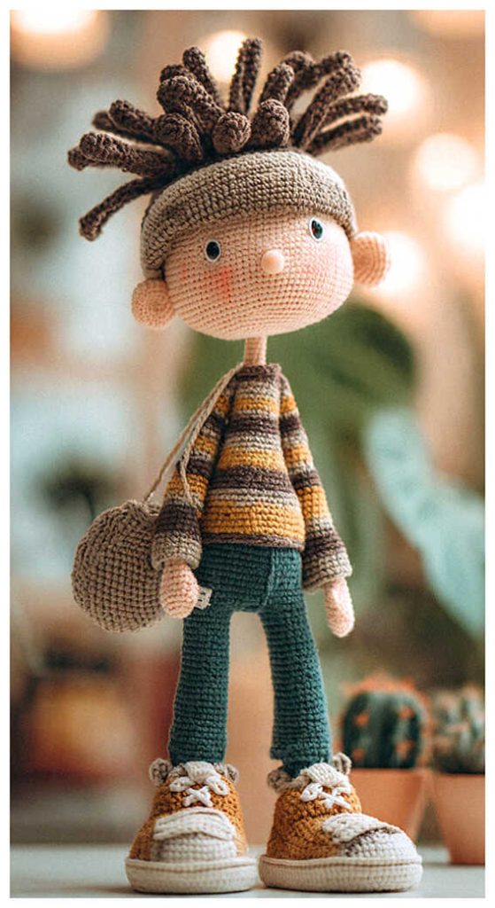 stylish boy doll amigurumi crochet detailed outfit cute handmade idea