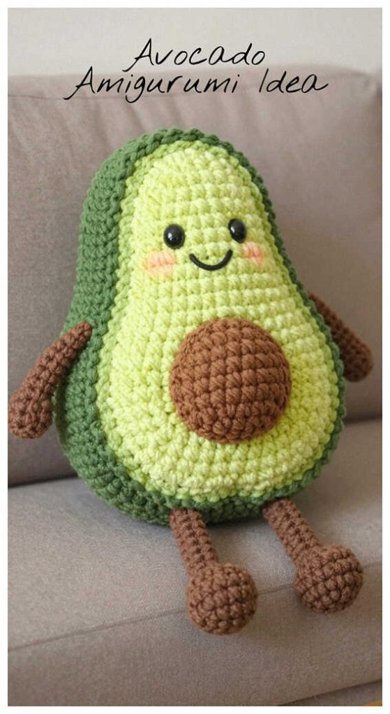 avocado amigurumi crochet cute plush relaxing handmade toy idea