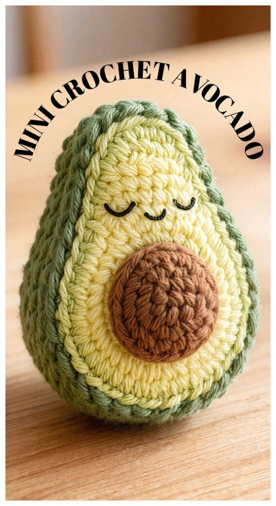 mini crochet avocado amigurumi cute plush toy soft handmade idea