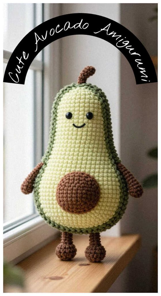 cute avocado amigurumi crochet window light small plush cozy handmade idea