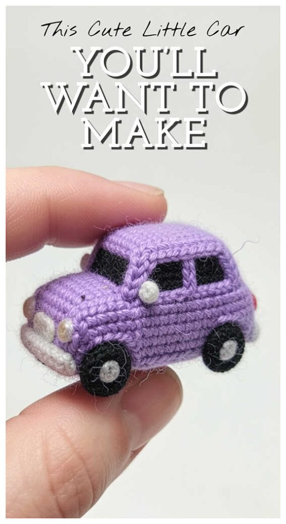 tiny crochet car amigurumi in hand cute small purple toy you will want to make