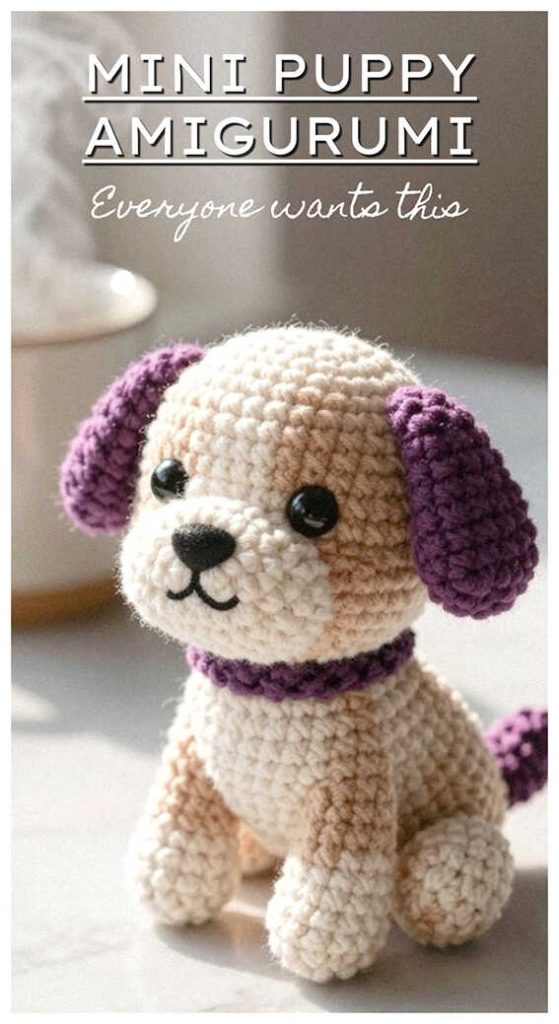 gray crochet puppy amigurumi soft plush dog minimal cozy handmade toy idea