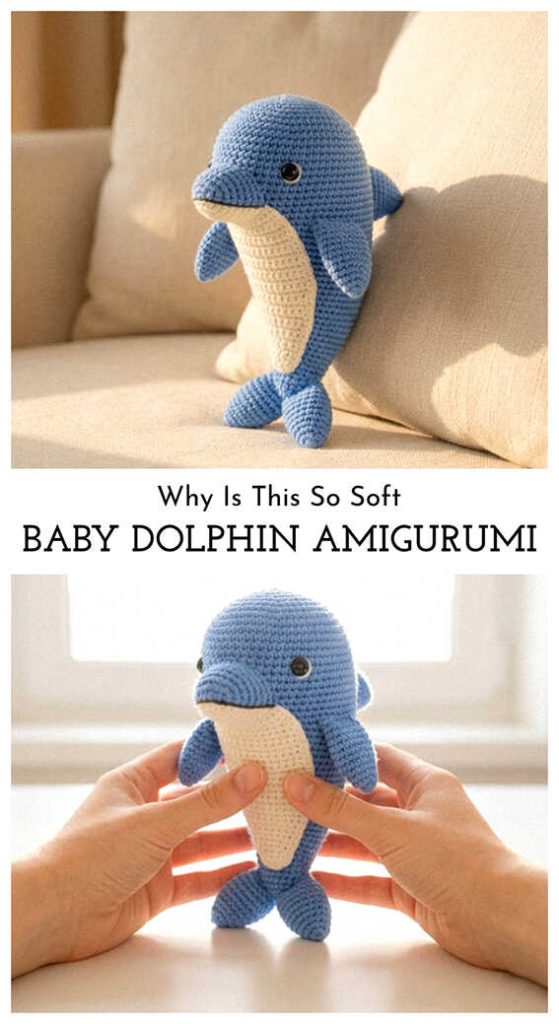 blue dolphin amigurumi crochet cute plush toy soft handmade sea animal idea