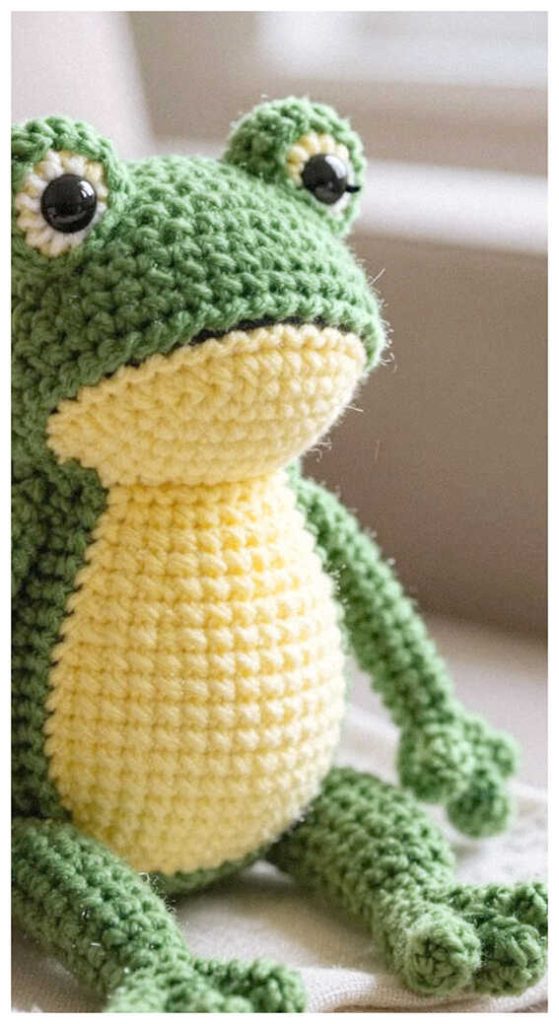 green frog amigurumi crochet cute plush soft handmade toy idea