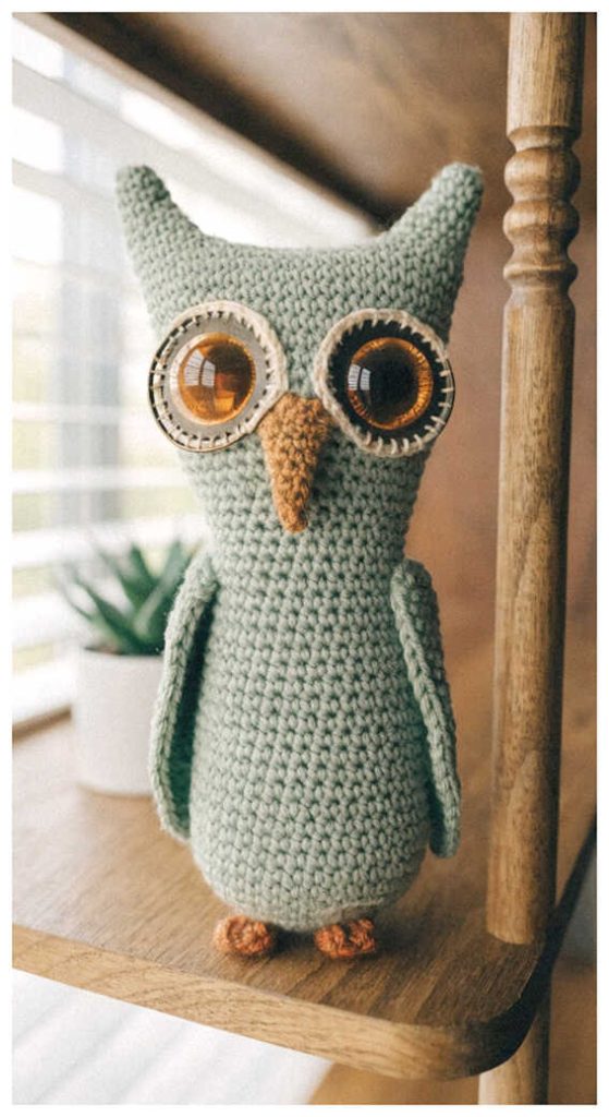 tall owl amigurumi crochet cute plush unique handmade decor idea