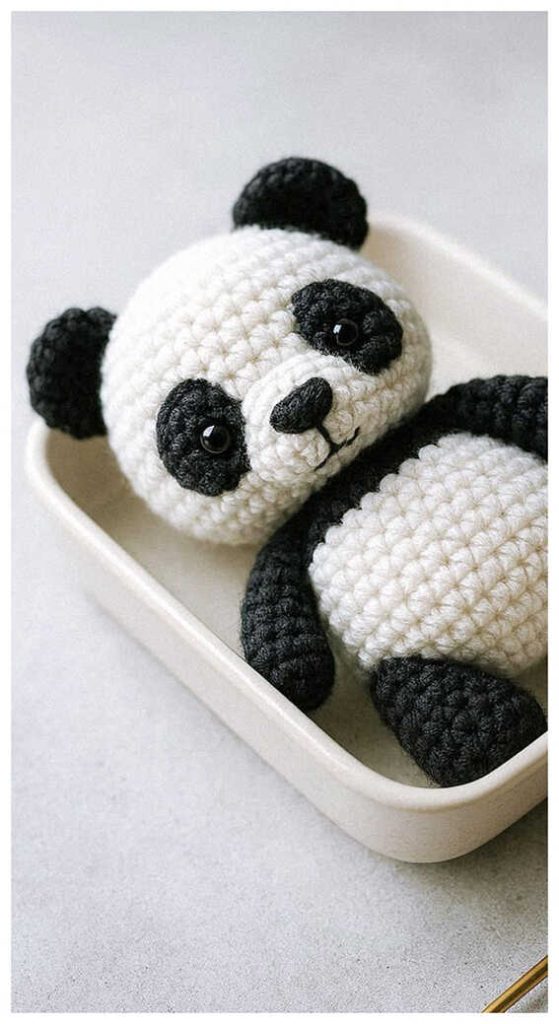 cute panda amigurumi crochet soft plush toy small handmade idea