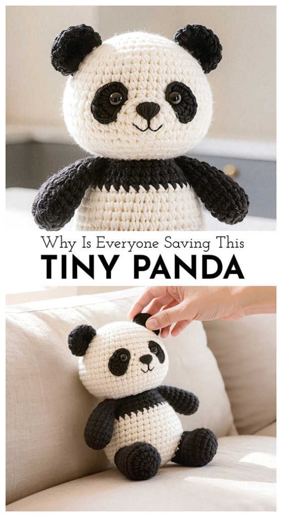tiny panda amigurumi crochet cute small plush everyone is saving this