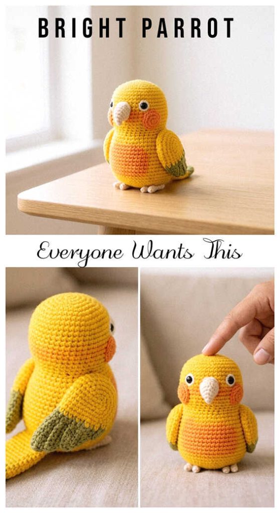 bright parrot amigurumi crochet cute small bird plush everyone wants this