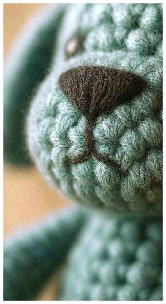 close up crochet puppy nose detail textured dog amigurumi soft handmade toy idea