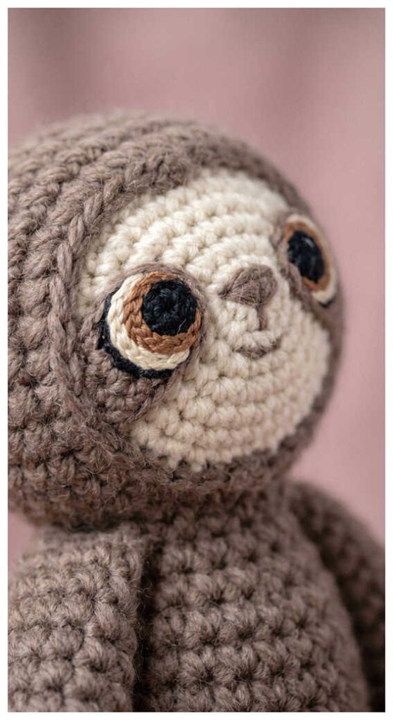 sloth amigurumi crochet close up face cute plush soft idea