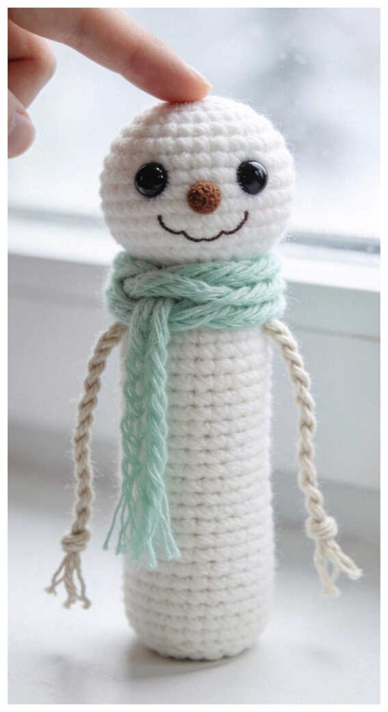 long snowman amigurumi crochet scarf cute plush handmade decor idea