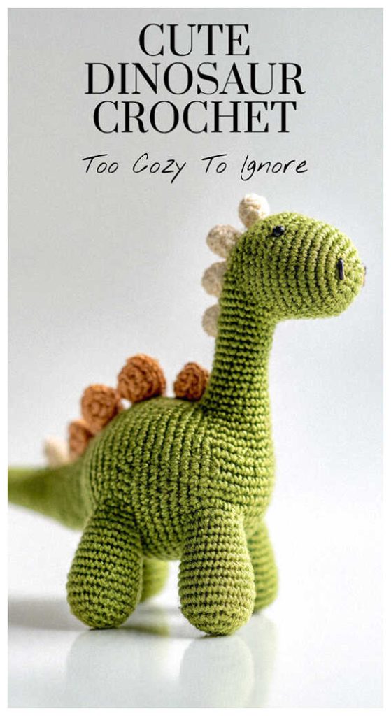 crochet dinosaur amigurumi long neck cute green dino plush toy baby gift idea free pattern available in link