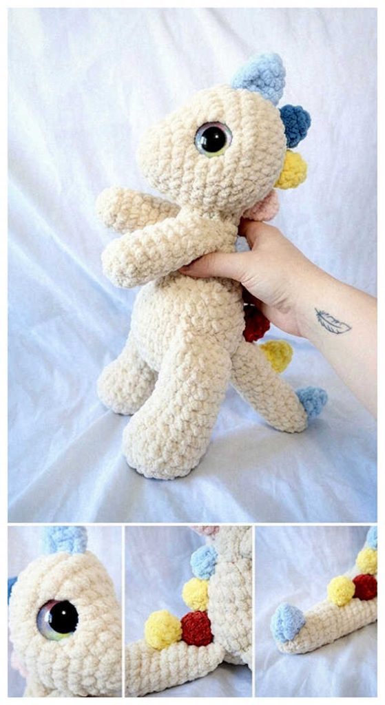 free plush dinosaur amigurumi crochet pattern sweet handmade toy for kids and decor