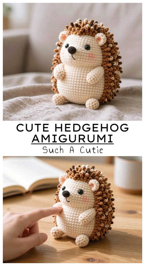 cute hedgehog amigurumi crochet holding pose small plush idea