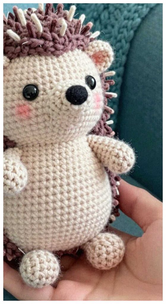 hedgehog amigurumi crochet in hand cute plush handmade toy idea