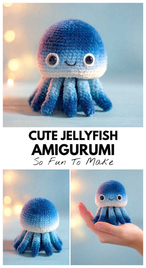 blue jellyfish amigurumi crochet cute plush so fun to make idea