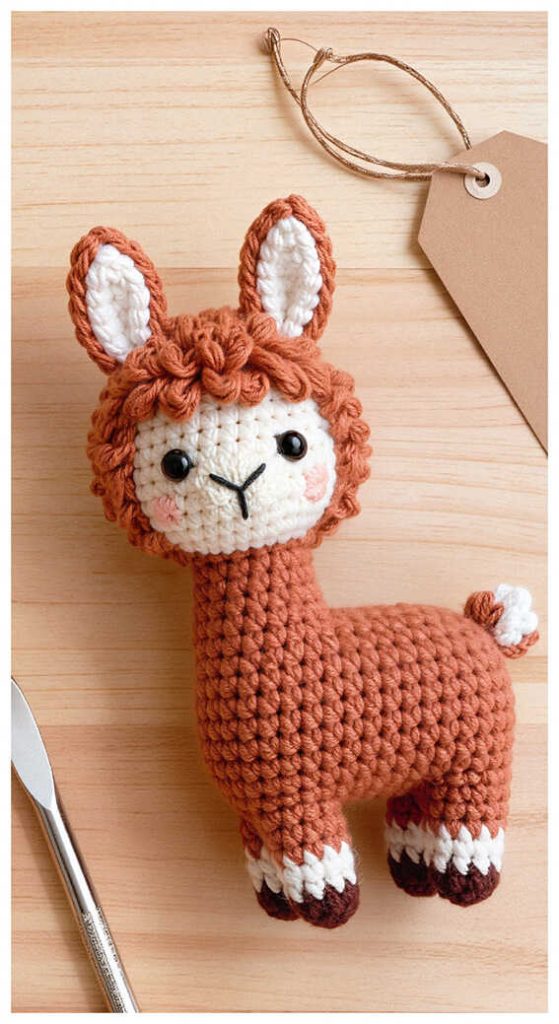 brown llama amigurumi crochet cute small plush handmade toy cozy idea