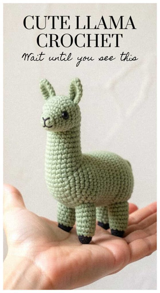 tiny llama amigurumi crochet in hand cute small plush handmade toy idea