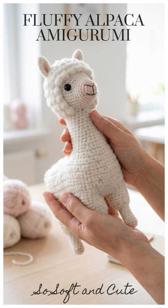 fluffy alpaca amigurumi crochet in hand cute plush soft and cute idea