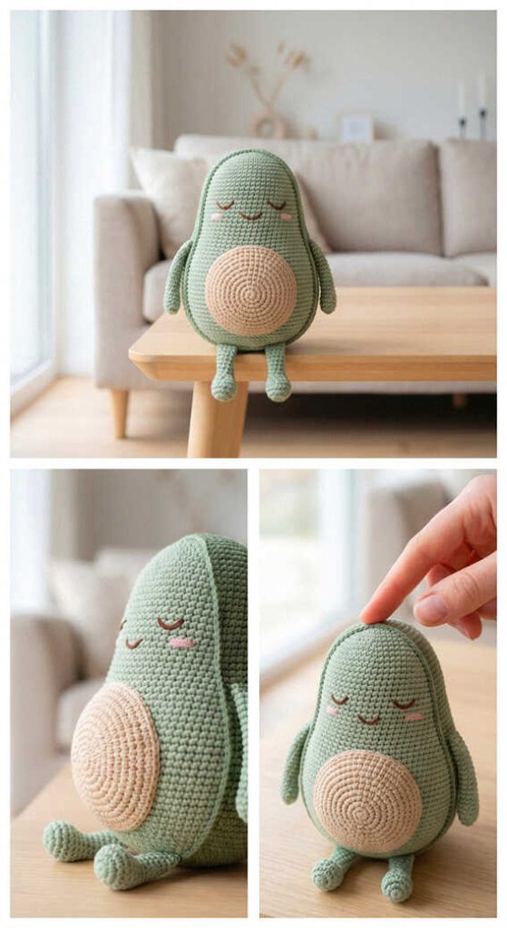 mini avocado amigurumi crochet set cute plush relaxing handmade toy idea