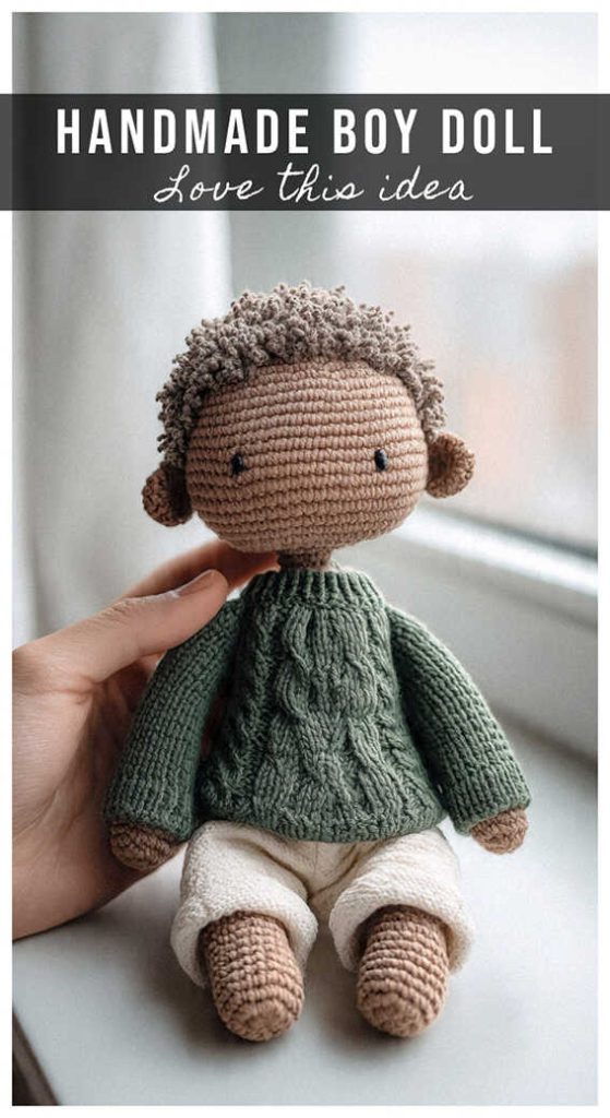 handmade boy doll amigurumi crochet in hand cute cozy plush idea