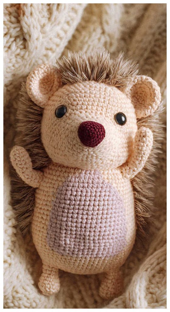brown hedgehog amigurumi crochet soft plush woodland toy idea
