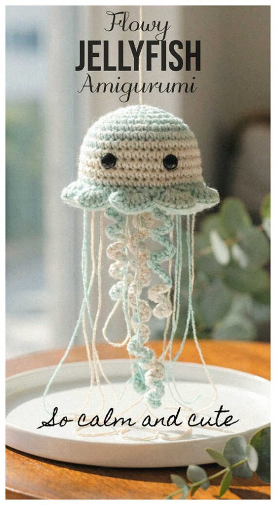 flowy jellyfish amigurumi crochet hanging cute plush calm decor idea