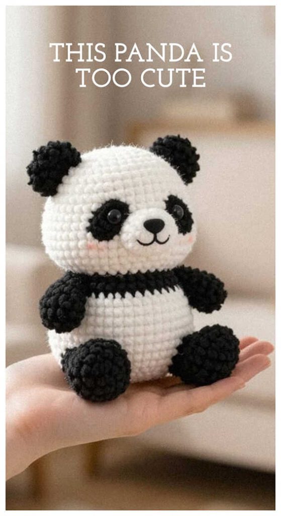 tiny panda amigurumi crochet in hand cute plush this panda is too cute
