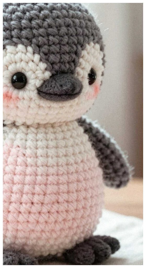penguin amigurumi crochet close up cute plush soft handmade toy idea