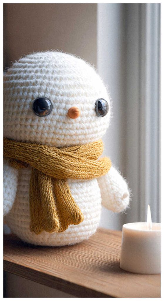 small snowman amigurumi crochet cute plush cozy winter idea