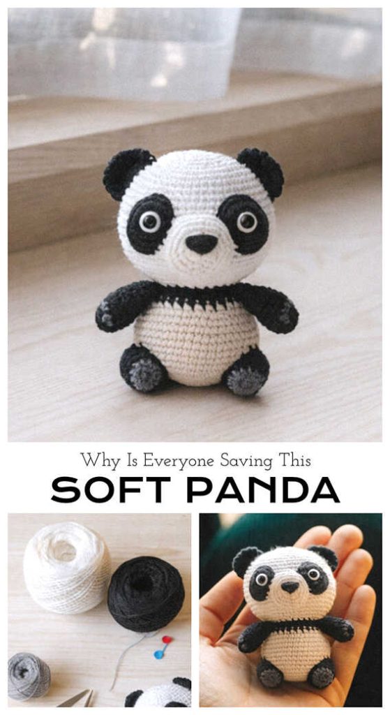 soft panda amigurumi crochet cute small plush cozy handmade toy idea