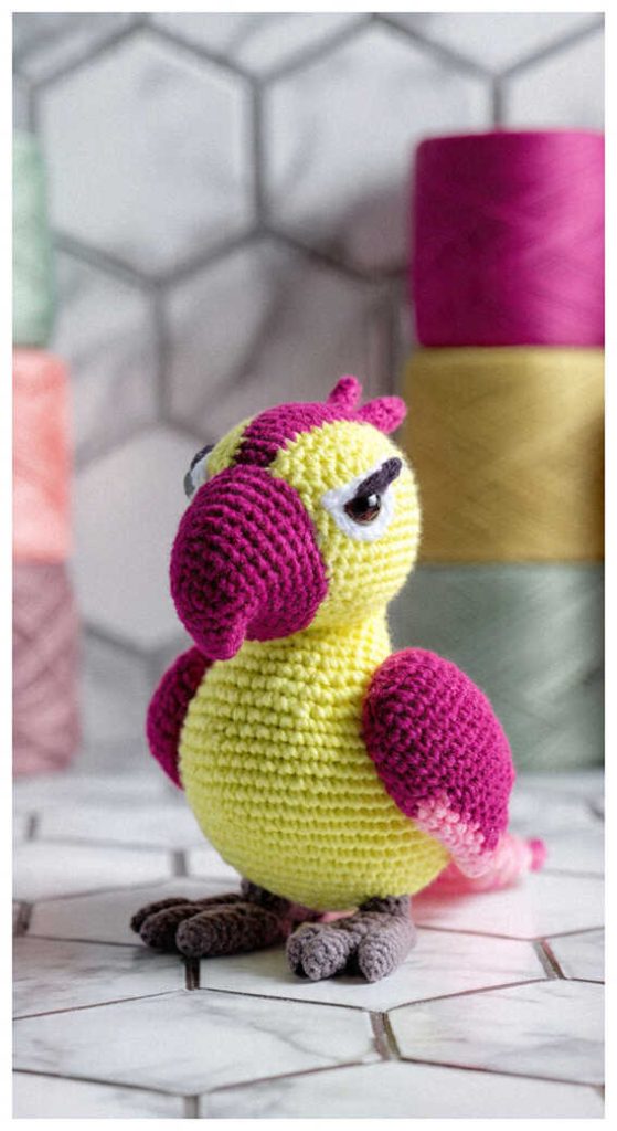 bright parrot amigurumi crochet cute bird plush colorful handmade toy idea