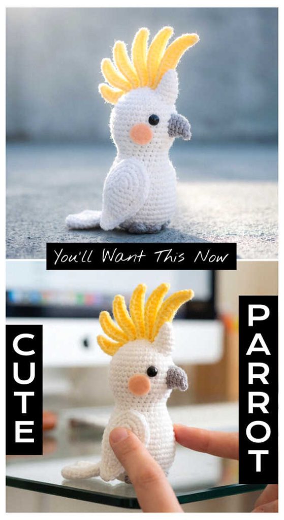 white parrot amigurumi crochet cute bird plush you will want this
