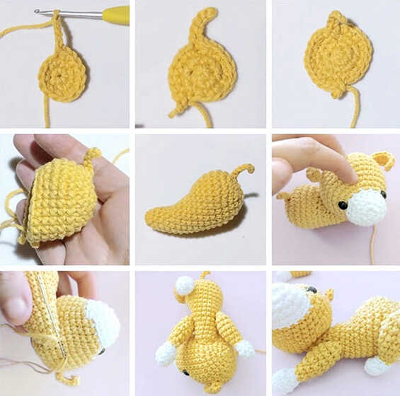 puppy amigurumi crochet process steps cute dog plush handmade toy free crochet pattern available