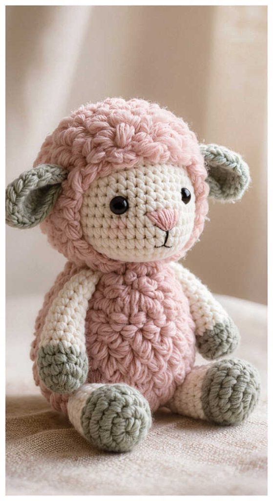pink sheep amigurumi crochet cute small plush cozy handmade toy idea