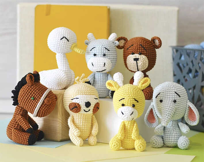 sloth amigurumi crochet cute plush toy among animal set free pattern