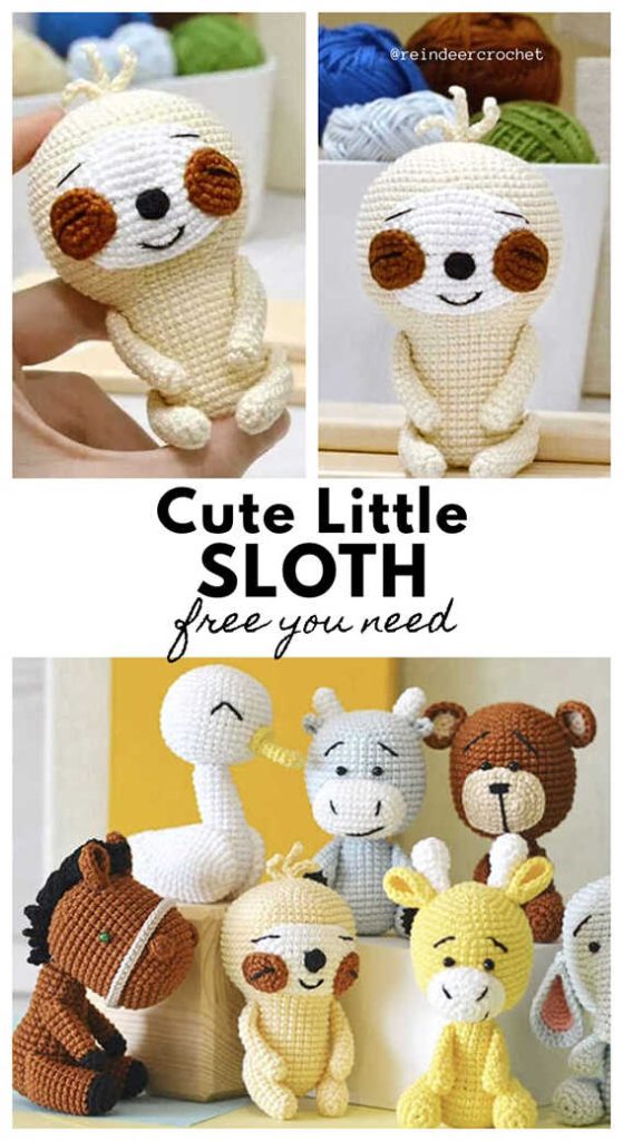 cute little sloth amigurumi crochet soft plush free pattern