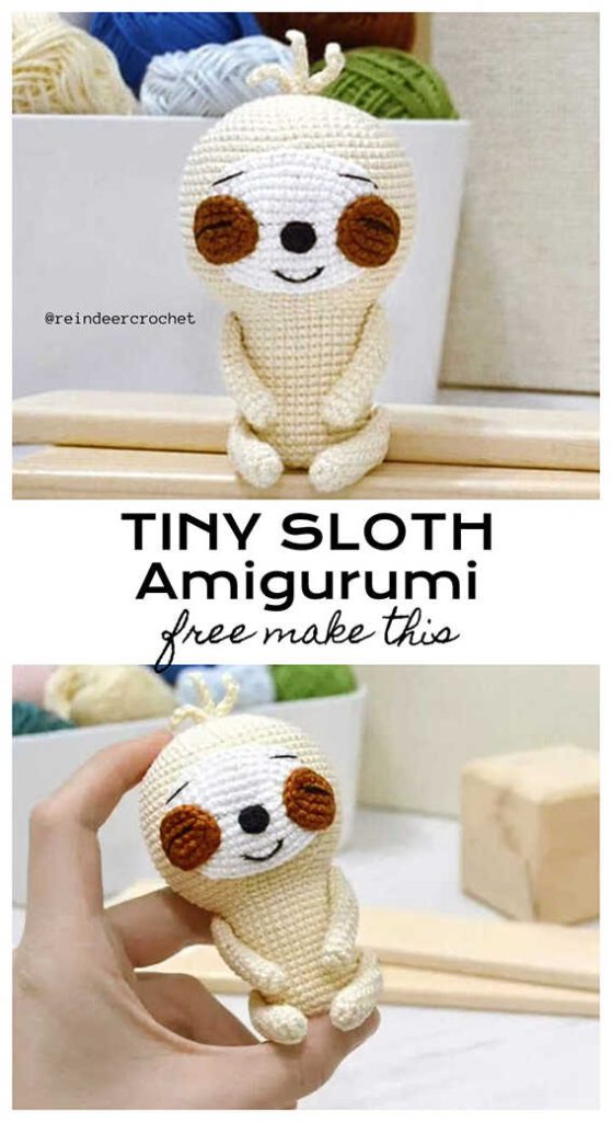 tiny sloth amigurumi crochet cute plush toy free pattern