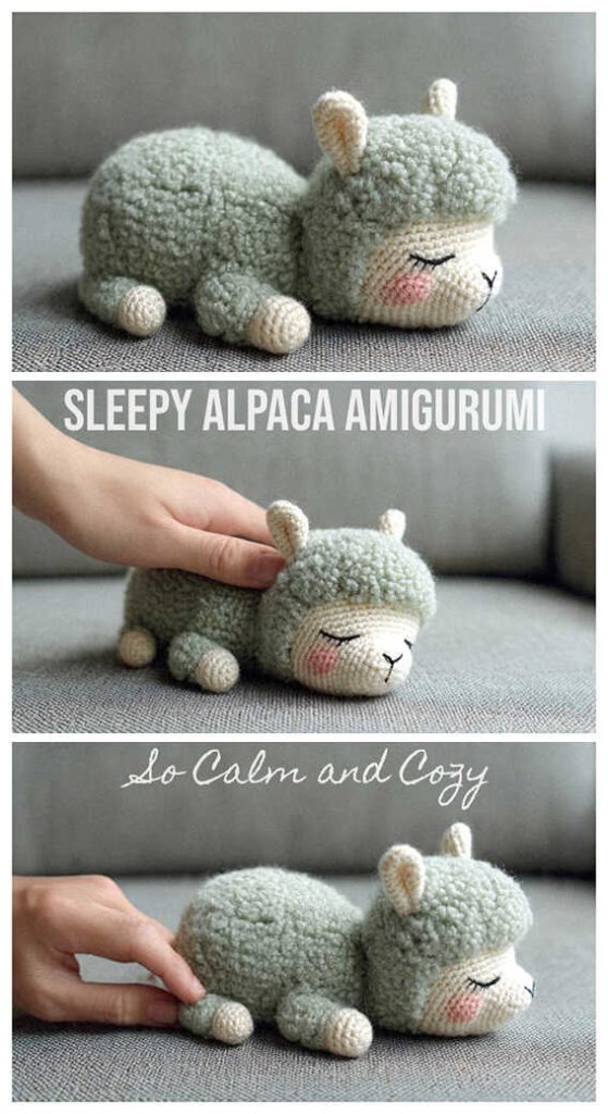 sleepy alpaca amigurumi crochet cute plush calm and cozy idea