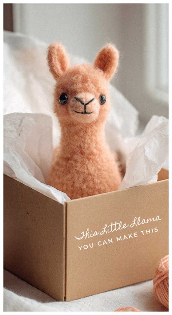 small llama amigurumi in box cute plush handmade toy cozy gift idea